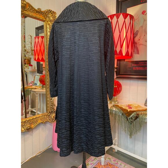 vintage 1950s black swing coat trapeze timeless shawl collar rhinestone maisel m - Picture 8 of 9